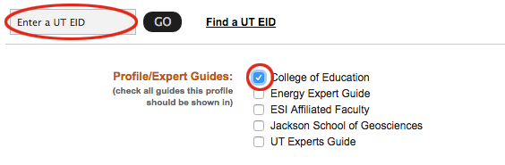 Screen grab indicating where to enter a UT EID.