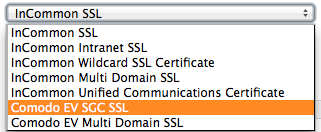 Choose "Comod EV SGV SSL"