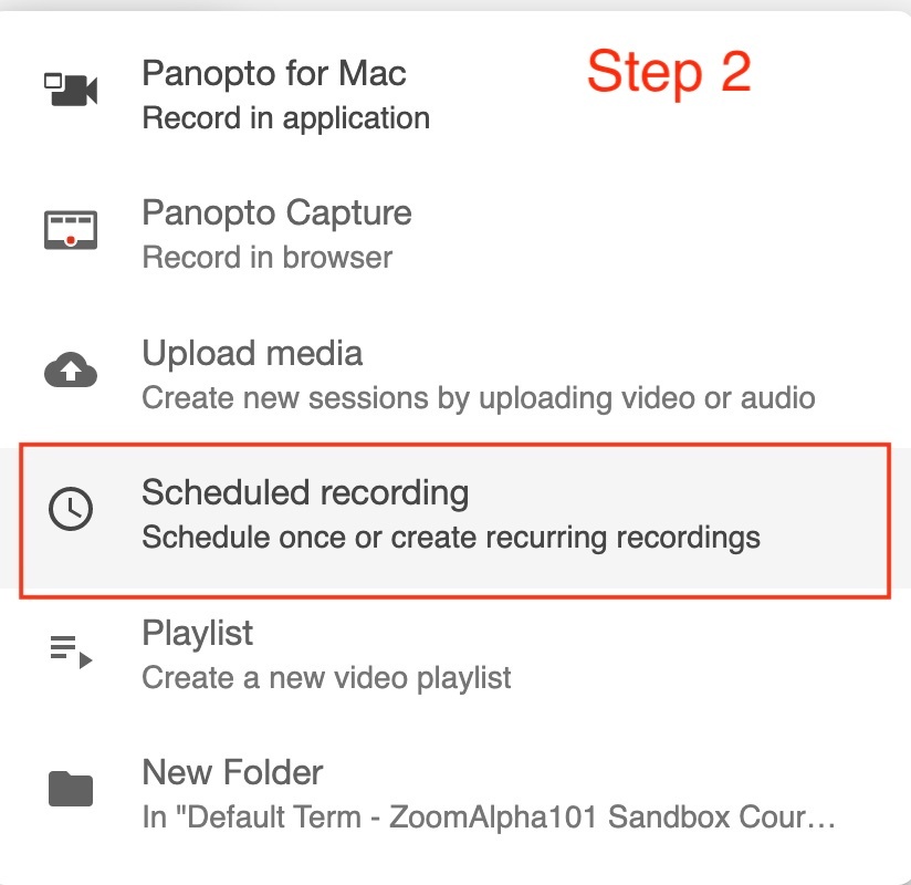 Step 2-Panopto Remote Recorder Schedule